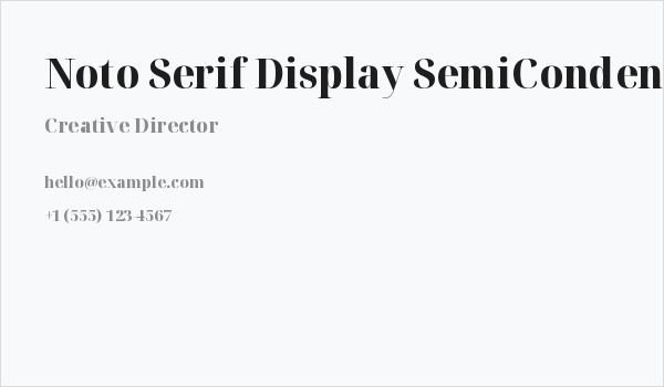 Noto Serif Display SemiCondensed ExtraBold Business Card