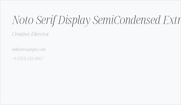 Noto Serif Display SemiCondensed ExtraLight Italic Business Card