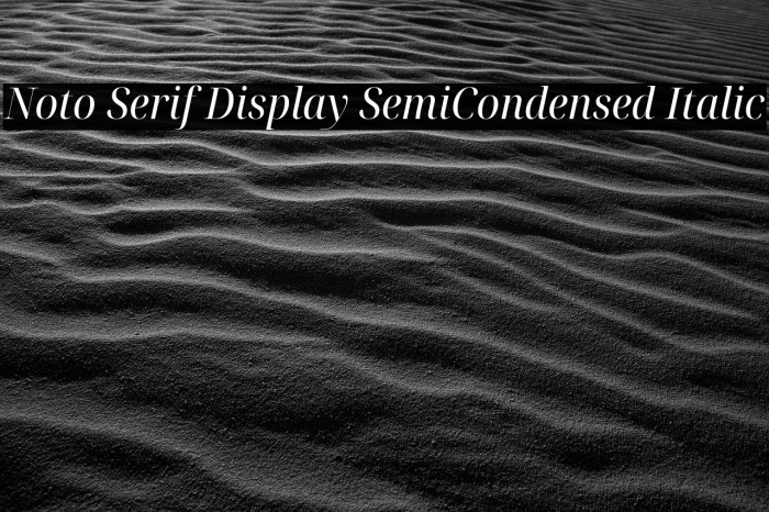 Noto Serif Display SemiCondensed Italic Font examples