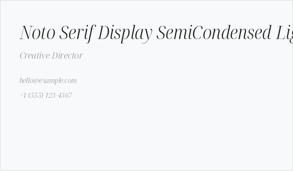 Noto Serif Display SemiCondensed Light Italic Business Card
