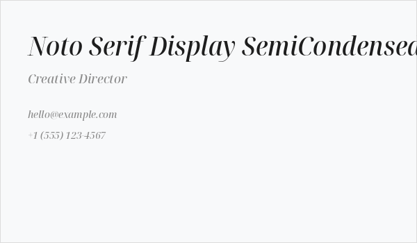 Noto Serif Display SemiCondensed Medium Italic Business Card