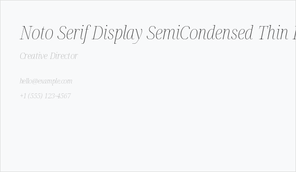 Noto Serif Display SemiCondensed Thin Italic Business Card