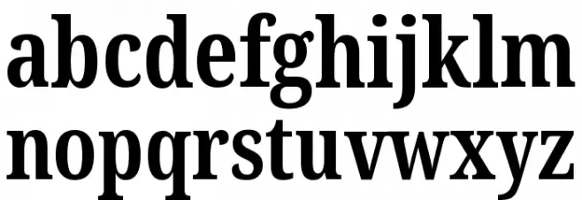 Noto Serif ExtraCondensed Bold Caratteri MINUSCOLO