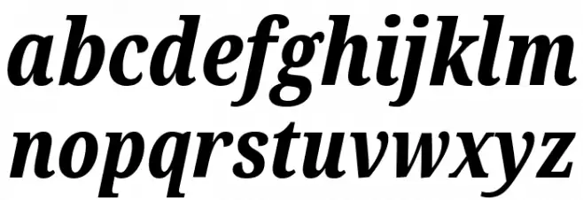 Noto Serif ExtraCondensed ExtraBold Italic Schriftart Kleinbuchstaben