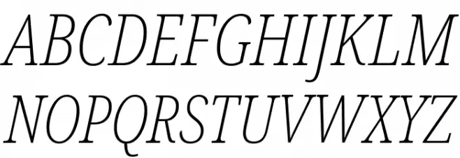 Noto Serif ExtraCondensed ExtraLight Italic Schriftart Groß