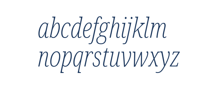 Noto Serif ExtraCondensed ExtraLight Italic Lowercase