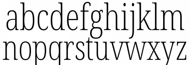 Noto Serif ExtraCondensed ExtraLight Schriftart Kleinbuchstaben