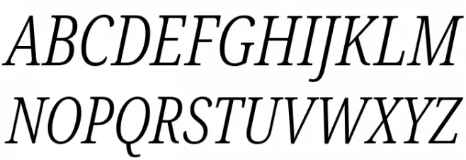 Noto Serif ExtraCondensed Light Italic Caratteri MAIUSCOLE