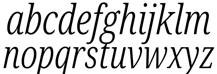 Noto Serif ExtraCondensed Light Italic Font LOWERCASE