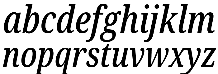 Noto Serif ExtraCondensed Medium Italic Font LOWERCASE