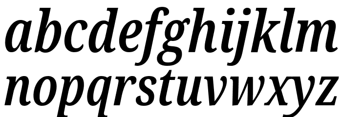 Noto Serif ExtraCondensed SemiBold Italic Font LOWERCASE