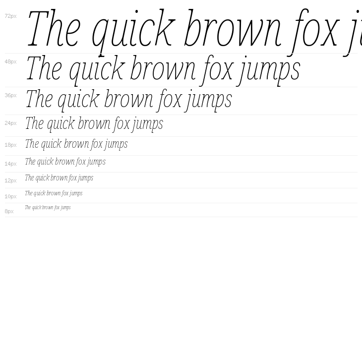 Noto Serif ExtraCondensed Thin Italic Waterfall