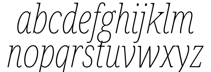 Noto Serif ExtraCondensed Thin Italic Font LOWERCASE