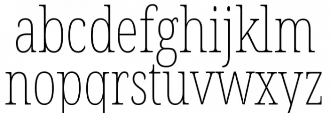 Noto Serif ExtraCondensed Thin Caratteri MINUSCOLO