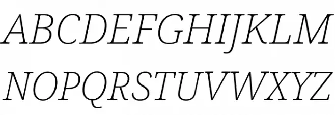 Noto Serif ExtraLight Italic फ़ॉन्ट अपरकेस