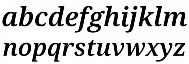 Noto Serif SemiBold Italic फ़ॉन्ट लोअरकेस