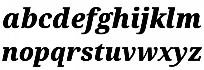 Noto Serif SemiCondensed Black Italic Caratteri MINUSCOLO