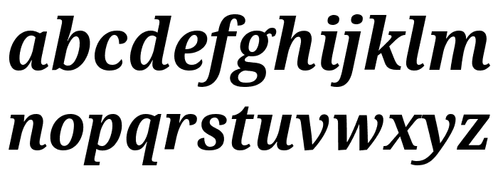 Noto Serif SemiCondensed Bold Italic Font LOWERCASE