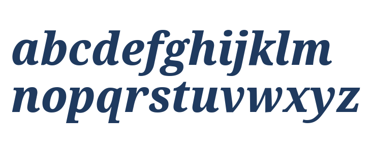 Noto Serif SemiCondensed ExtraBold Italic Lowercase