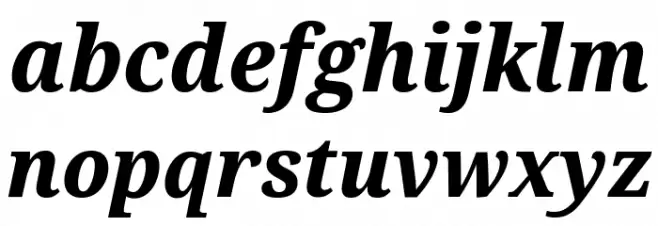 Noto Serif SemiCondensed ExtraBold Italic 字体 小写