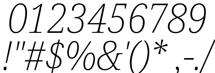 Noto Serif SemiCondensed ExtraLight Italic Font OTHER CHARS