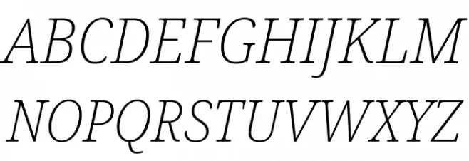Noto Serif SemiCondensed ExtraLight Italic फ़ॉन्ट अपरकेस