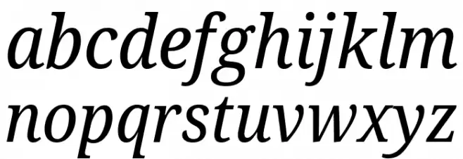 Noto Serif SemiCondensed Italic Caratteri MINUSCOLO