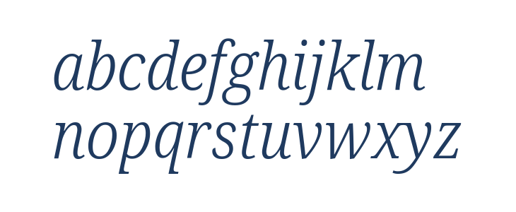 Noto Serif SemiCondensed Light Italic Lowercase