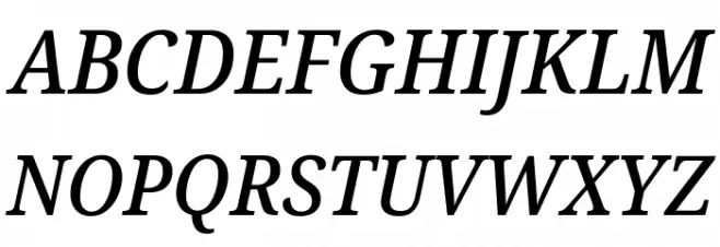 Noto Serif SemiCondensed Medium Italic Schriftart Groß