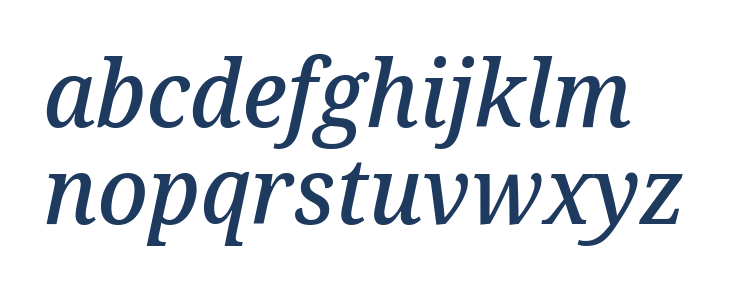 Noto Serif SemiCondensed Medium Italic Lowercase