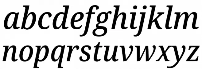 Noto Serif SemiCondensed Medium Italic फ़ॉन्ट लोअरकेस