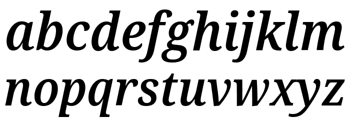 Noto Serif SemiCondensed SemiBold Italic Font LOWERCASE