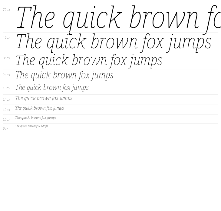 Noto Serif SemiCondensed Thin Italic Waterfall