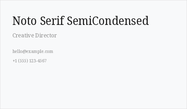 Noto Serif SemiCondensed Business Card