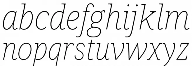 Noto Serif Thin Italic फ़ॉन्ट लोअरकेस