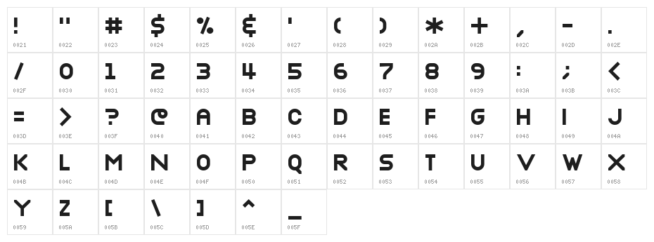 Nottke Bold Character Map