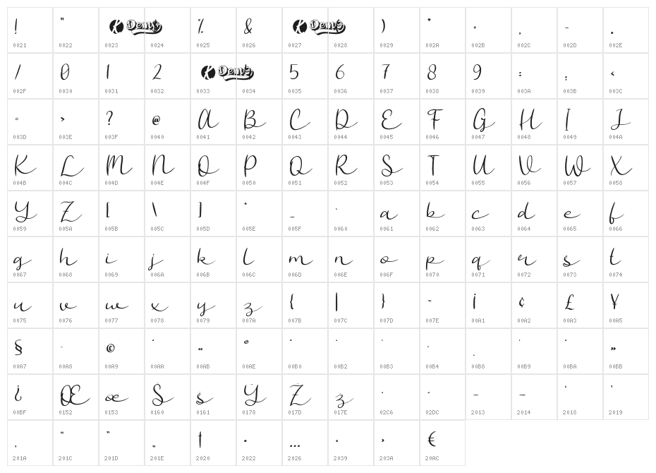 Nousilka Demo Regular Character Map