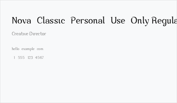 Nova-Classic-Personal-Use-Only Regular Business Card