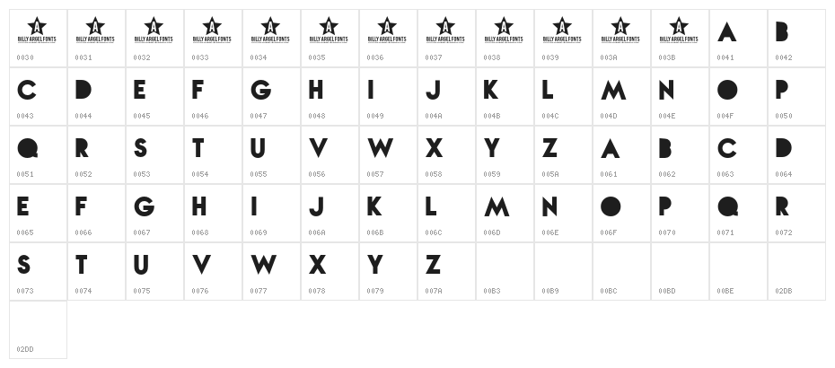 Nova SOLID SOLID Character Map
