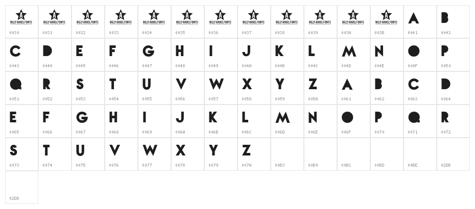 NovaSOLIDSOLID Character Map