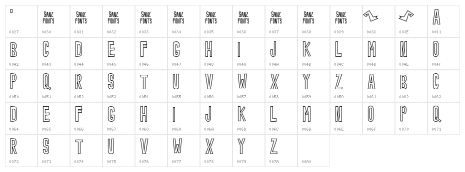 Noveey Outline Character Map