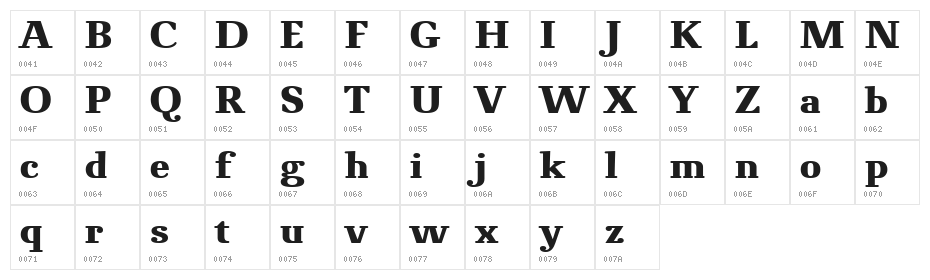 NovelloReduced-Bold Character Map