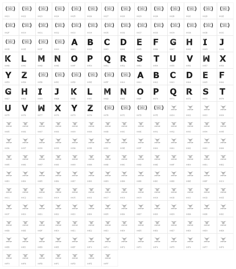 November Mornings Regular Character Map
