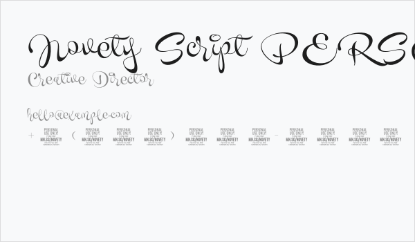 Novety Script PERSONAL USE ONLY Regular Business Card