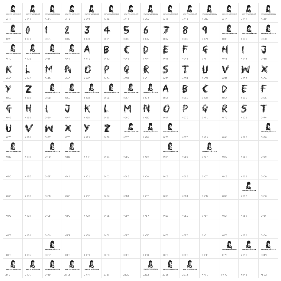 Nowadays Character Map