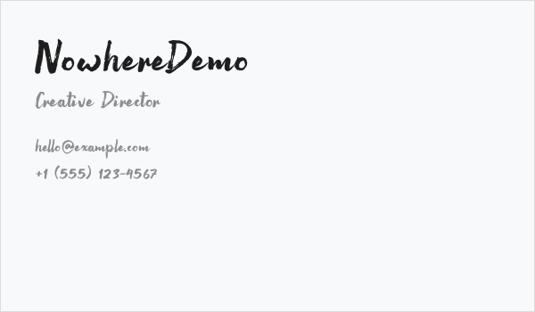 NowhereDemo Business Card