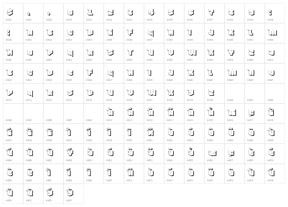 Nowy Geroy 4F Shadow Character Map