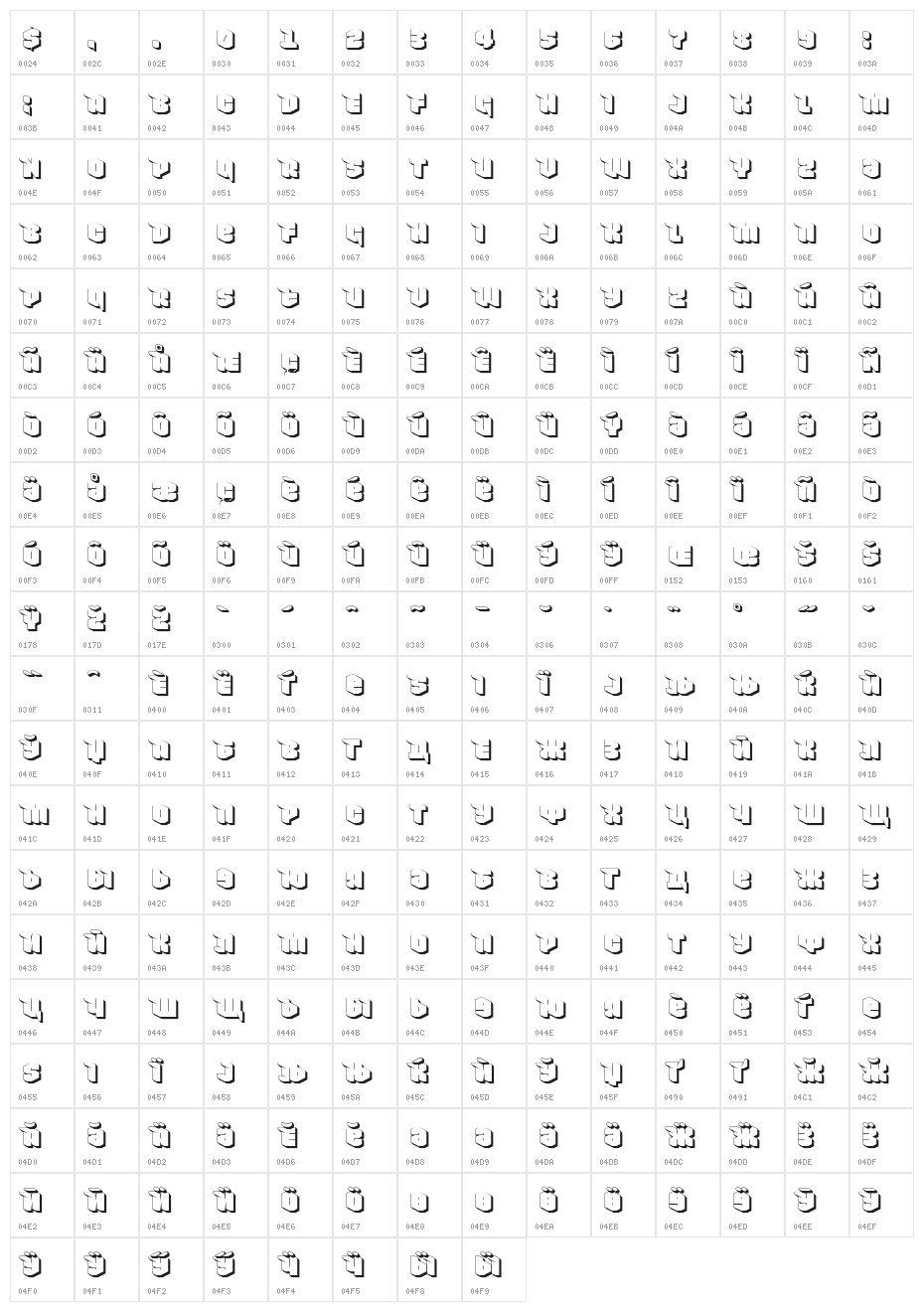NowyGeroy4FShadow Character Map