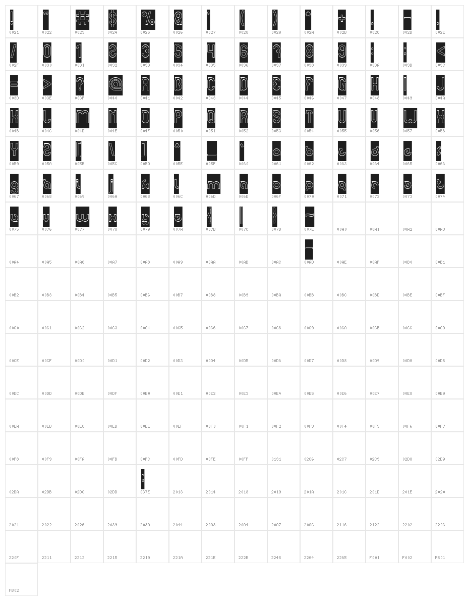 noakatz-Hollow-Inverse Character Map