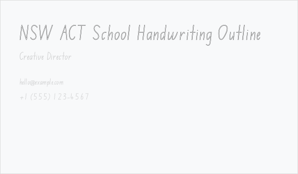NSW ACT School Handwriting Outline Business Card